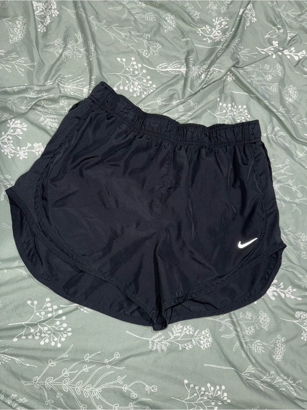Nike Women’s Black Athletic Running Shorts with White Swoosh